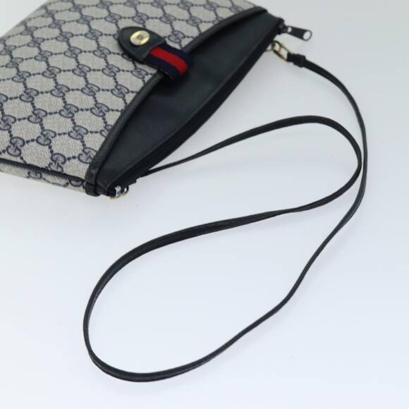 GUCCI GG Supreme Sherry Line Shoulder Bag Pvc Navy Red 39 02 026 - Picture 7 of 16